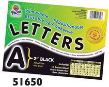 Pacon Self-adhesive Removable Letters - 159 Character - 2" - Black PAC51650 