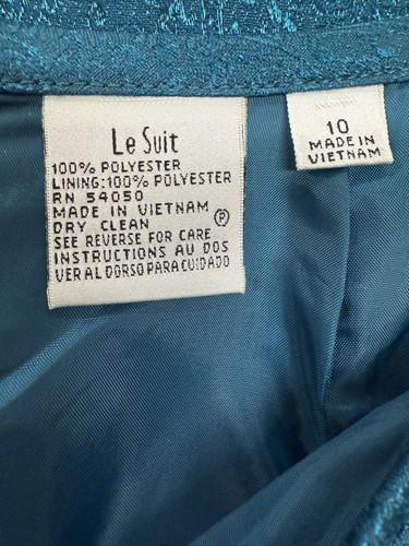 Le Suit Women’s SZ 10 Teal Green Poly 2 PC Skirt Suit Dressy - Picture 7 of 8