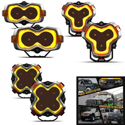 NOVSIGHT HALO 3-6'' LED Work Lights Pod Off Road Spotlight Flood Lamp Combo Blubs