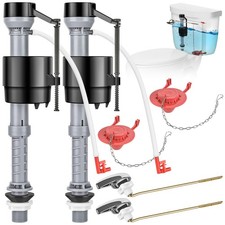 Universal Toilet Flusher Replacement Kit Fill Valve 2Inch Flapper 2 PCS