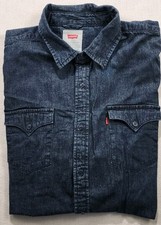 LEVI'S denim Chambray Western size L Mens button cotton Long Sleeve