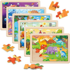 Wooden Puzzles for Kids Ages 4-6, 6 Packs 60 PCs Jigsaw Puzzles Preschool Educat
