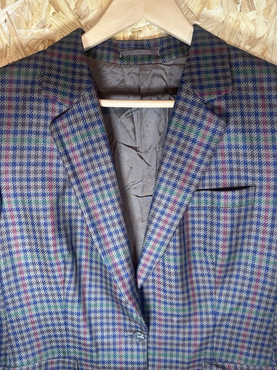 Blazer de lana vintage Burberrys para damas a cuadros forrado marrón talla 14R dos almohadillas inferiores