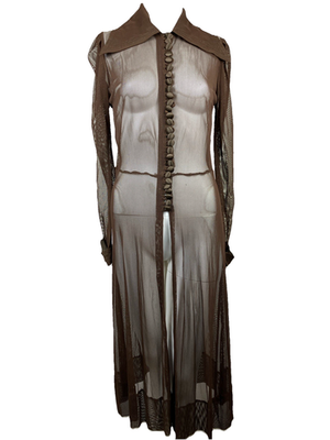 knee length dresses for ladies Catwalk Crush Mesh Trench Coat in Cream – Impressions Online Boutique main image 1