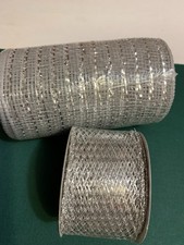 WIRED RIBBON/ 3 ROLLS /GOLD-3 YARDS/ SILVER-9 FEET/ SILVER MESH-10 YARDS/ NEW