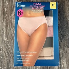 Felina Womens 6 Pack Pima Cotton Blend Hi-Cut Lace Undies sz Small MultiColor