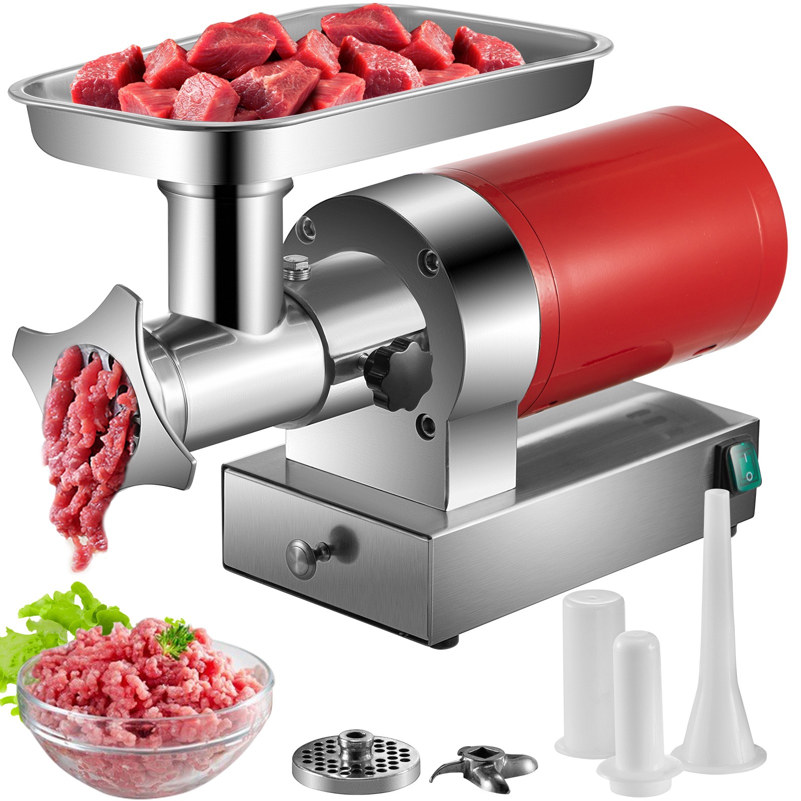 Hachoir à viande électrique poussoir à saucisses 300 kg/h de cuisine 800W puissant