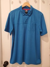 The North Face Mens Polo Shirt Blue Short Sleeve Button Snap Pocket Size Large