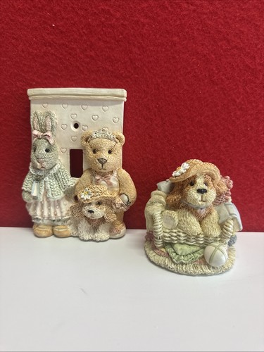VTG 1996 nursery Collectible Decor Snuggle Buddies Figurine Light Switch Cover 