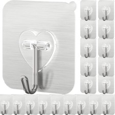 20 Pcs Silver Adhesive Hooks for Hanging 22lb Adhesive Wall Hooks Heavy Duty ...