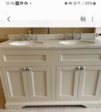 Burlington 130 Double Sink Vanity Unit With Carrara White Worktop & Taps.