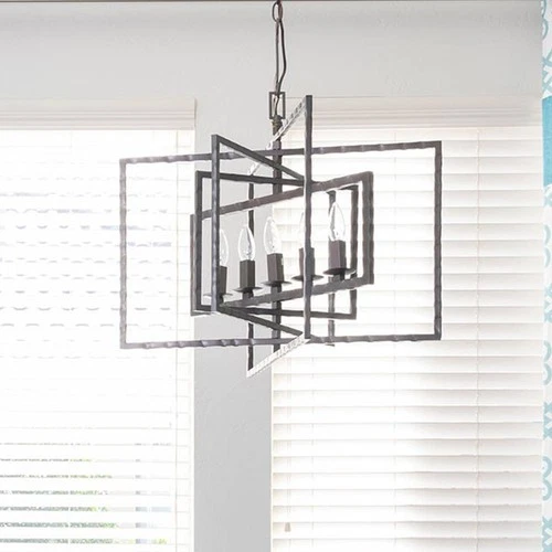 Crystorama Capri 24"W Raw Steel 5-Light Pendant - Picture 1 of 7