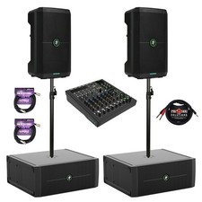 Mackie ThumpSub GO 8" Subwoofer  speakers Pair w/ Mixer/Poles/XLR/Stereo Cable