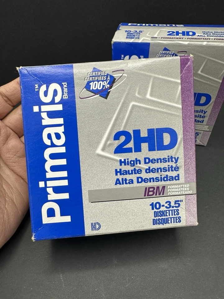 Primaris 2HD 3.5" Discos Disquetes 1.44MB Pacote com 10 Lote De 2 IBM Formatado Novo - Imagem 2 de 4