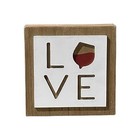 New LOVE Wood Block Box Sign 2-Dimensional Home Décor Red Wine