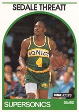 1989-90 NBA Hoops Basketball Sedale Threatt Seattle SuperSonics #287