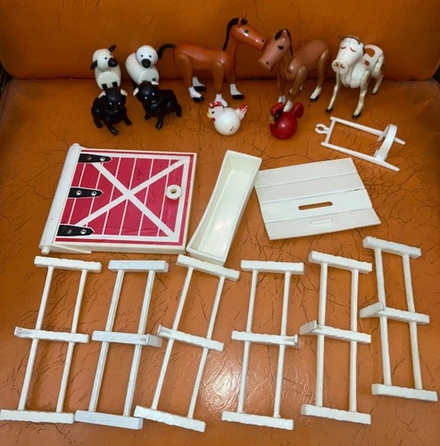Vintage Fisher-Price LITTLE PEOPLE Farm Animal Mixed Lot Figure Barn Parts 1970s