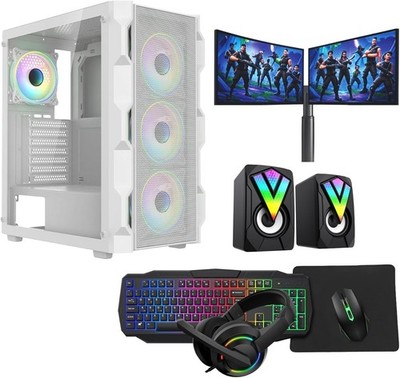 Neo weiß PC Bundle Dual Monitor i5 GT730/710 2GB Win11 Pro SSD + HDD UK kostenloser Versand