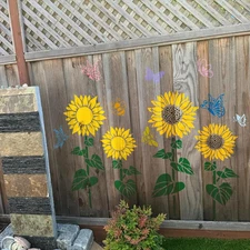 Large Sunflower Flower Stencils for Painting Garden Fence - Sunflower Floral Ste