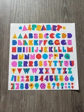 NEW VTG 90s Mrs Grossman's Multicolor ALPHABET NUMBERS Sticker Sheet 6"x6" NOS
