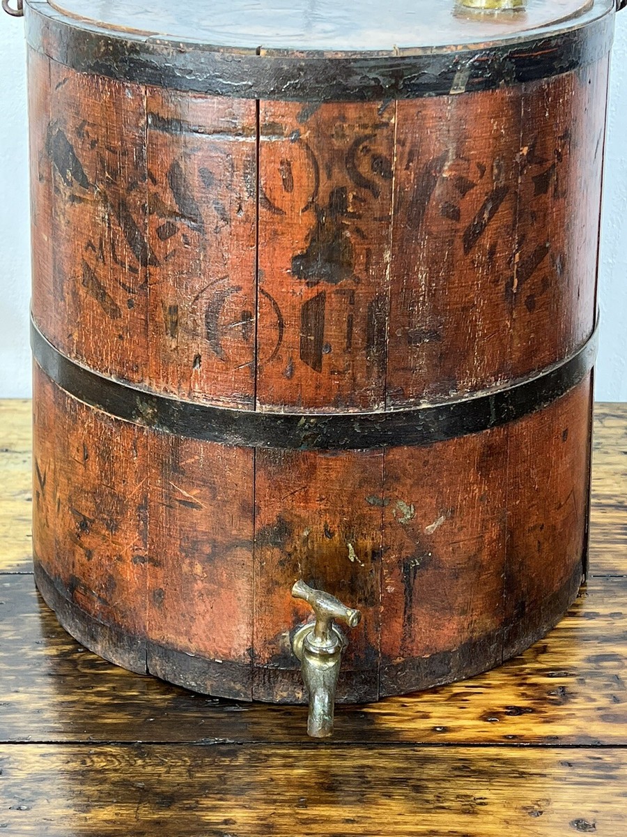 Antique Primitive 5 Gallon Staved Kerosene Oil Wood Bucket