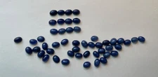 VINTAGE 8X6-8.5X6.5 MM BLUE LINDE OVAL CAB SAPPHIRES DARK BLUE 3 PC LOT