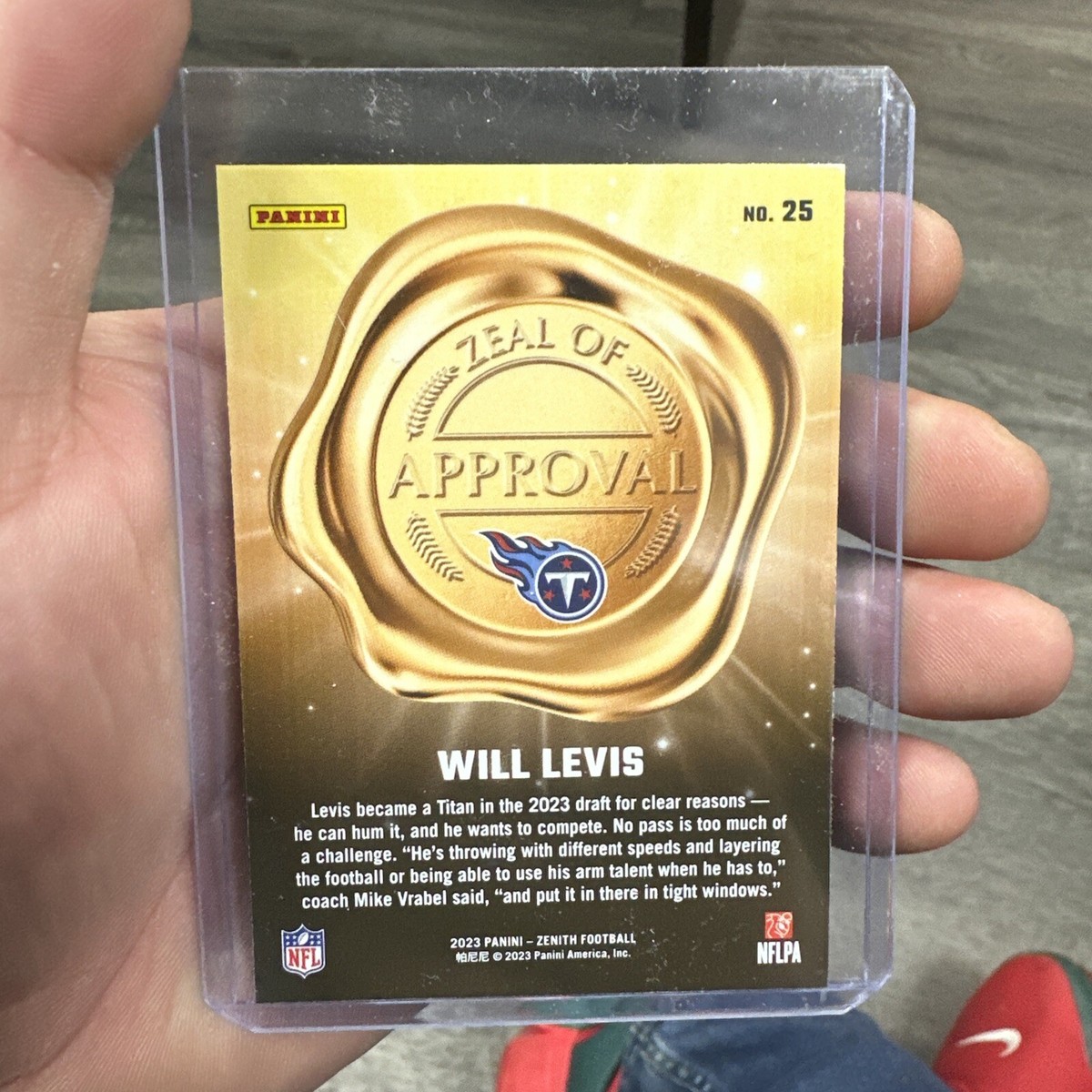 2023-2024 Panini Zenith #25 Will Levis Zeal of Approval