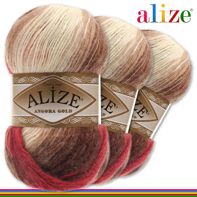 Alize 3 x 100 g Angora Gold Batik Farbverlaufswolle Polyacryl ergiebig 31 Farben