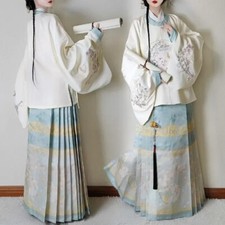 Hanfu Dress Women Round Neck Robe Jacket Skirt Pipa Sleeve Horse Face Skirt