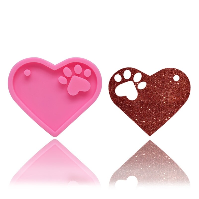 6-Piece Silicone Resin Molds for Keychains - Hearts, Bones, Butterflies  