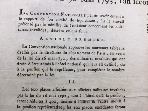 Hôtel des Invalides Paris en 1792 Rare Affiche Révolution Française Puy de Dôme - Photo 2/3