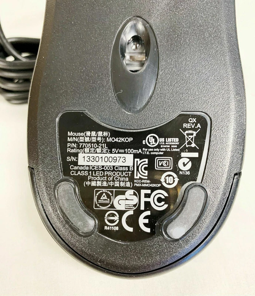 NEW OEM Wyse Dell MO42KOP PS/2 Black Scroll Wired Optical Mouse 770510-21L PS-2 - Image 2 of 2