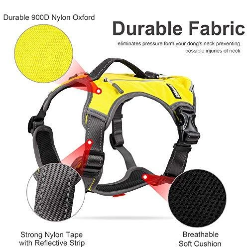 Dog Harness, Multi-Functional No Large (Neck:18"-26";Chest:27"-34") Yellow