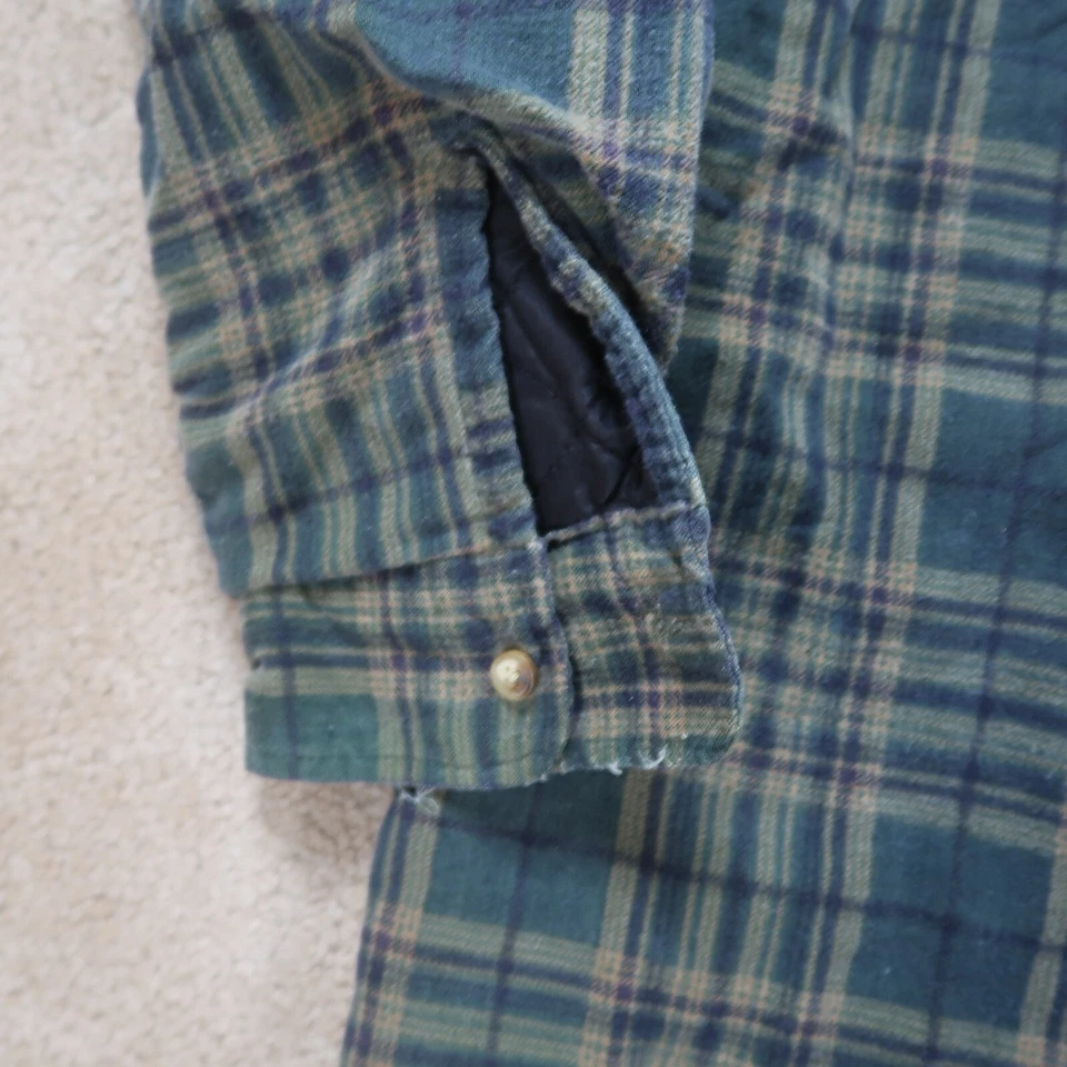 Basic Editions Quilt Lined Flannel Shirt Jacket Men's 2XL Plaid hooded workwear - Image 3 of 4