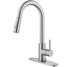 Brushed Nickel Kitchen Faucet Sink Mixer Swivel Pull Down Sprayer Single Handle