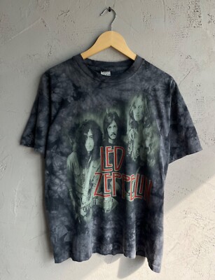 Vintage 90s Led Zeppelin Tie Dye AOP Single Stich Size L T Shirt