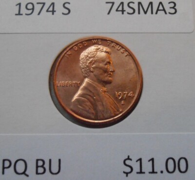 Bu Incon 1974 S BU Lincoln Cent, Premium Quality, High Grade, BU, (74SMA3) | eBay