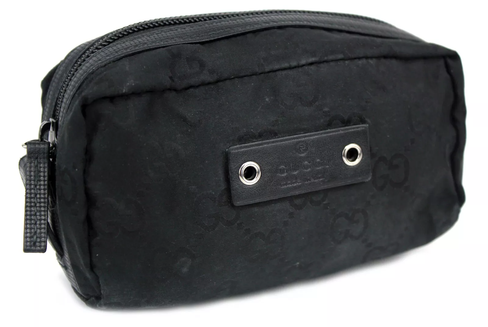 GUCCI GG Nylon Noir Toile Mini Pochette Cosmétique Accessoires Sac Femme Italie