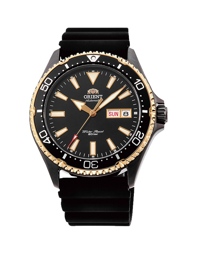 Orient Kamasu RA-AA0005B39B RA-AA0005B AA0005B 200m Sapphire Black Dial Two-Tone