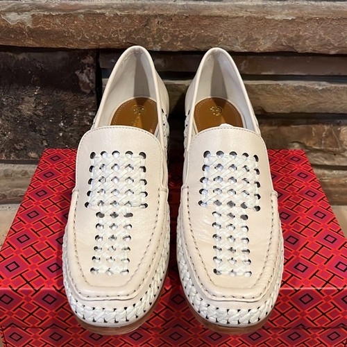 Tory Burch Woven Raffia 55mm Loafer Pump New Ivory - Picture 2 of 10