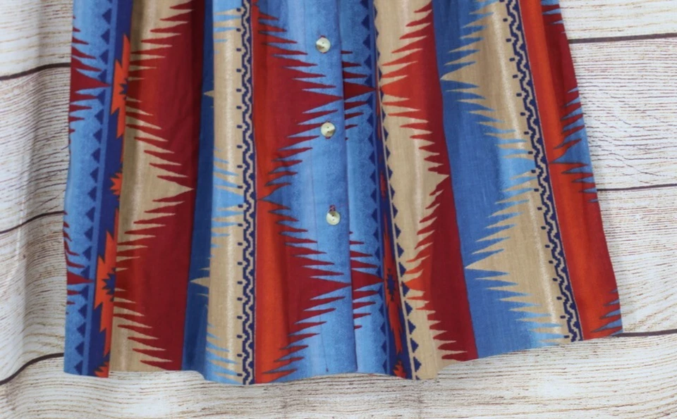 Falda midi vintage Brittany Nicole para mujer talla mediana plisada suroeste azul óxido Foto 4 de 4