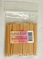 100 Pcs Nufree finipil  Eyebrow Applicators Wood Hair Removal Sticks Wooden