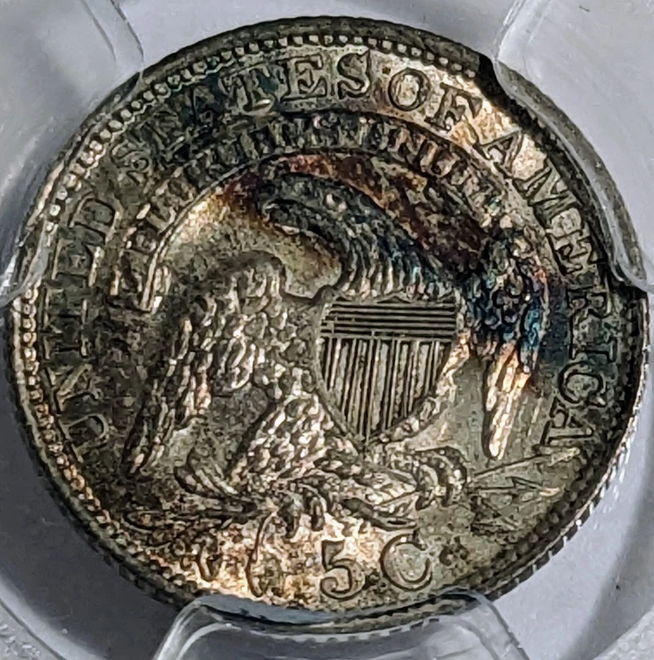 1834 PCGS Graded MS64 Capped Bust Half Dime - H10C Rainbow Toning Sharp! - Image 4 of 4