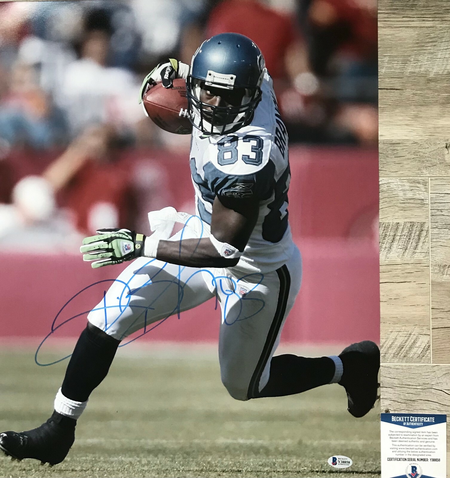 Deion Branch Autographed Signed Seattle Seahawks SUPER BOWL MVP! 16x20 Photo Beckett BAS 