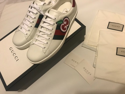 GUCCI GG Ace Scarpe da ginnastica patch di Apple 7.5 NUOVO CON SCATOLA |  eBay