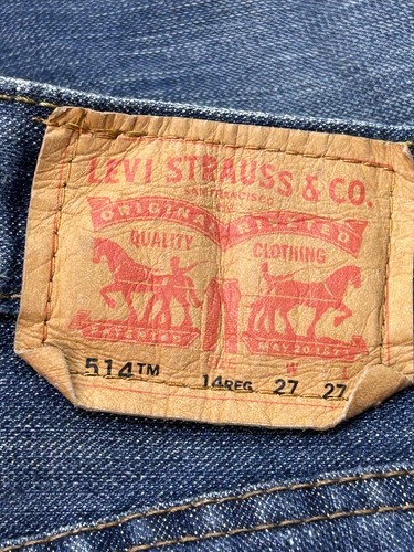 Levis 514 Straight Leg Jeans Boys Blue 27x27 14 Reg Guys Casual School Play Wear - Picture 6 of 9