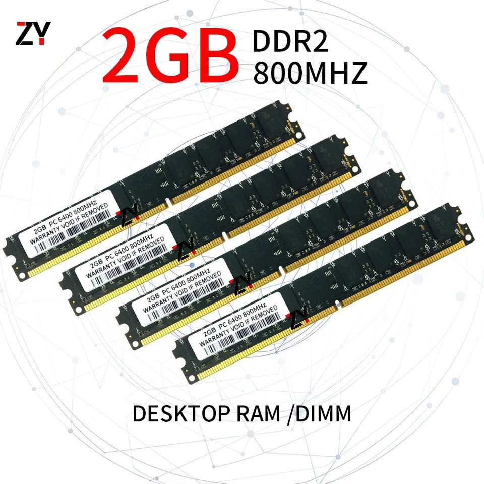 8GB 4x 2GB Kit DDR2 PC2-6400U 800MHz 1.8V CL6 Non-ECC PC DIMM RAM Desktop Memory - Image 2 of 4
