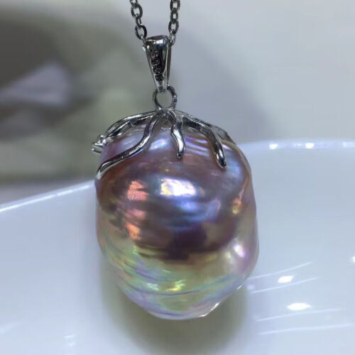 huge gorgeous  15-16mm south sea baroque pink  pearl pendant 925s(mr) - Afbeelding 1 van 5