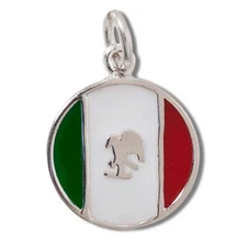 Mexican Enamel Flag Bandera De Mexico 925 Sterling Silver Charm Pendant USA MADE