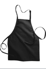 Textile Topia- Black Bib Apron - 100% Spun Polyester, Durable, No Pocket 